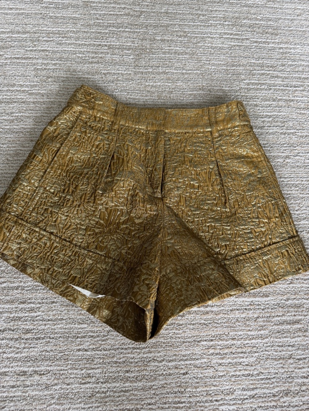 10 Crosby Derek Lam Metallic Gold Textured High-Waist Shorts